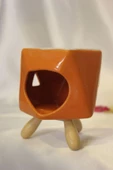 Buhardanlık Seramik Ahşap Ayaklı Buhurdanlık Oranj thumbnail 6