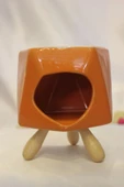 Buhardanlık Seramik Ahşap Ayaklı Buhurdanlık Oranj thumbnail 4