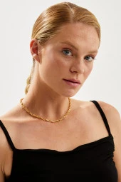 Tif Serisi Altın Kaplama Bakla Zincir Kadın Kolye Pdmk1 - 1