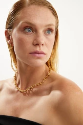 Tif Serisi Altın Renkli Tif Zincir Kadın Kolye Pdmk5 - 1