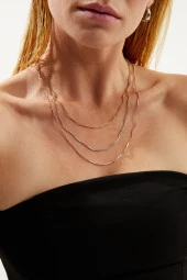 3lü Rose-gümüş-sarı Kadın Kolye Pdmz16 - 1