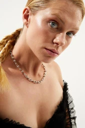 Tif Serisi Gümüş Renkli Tif Zincir Kadın Kolye Pdmk4 - 1