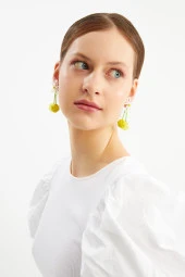 Limited Edition Kristal Boncuklu 100 El Yapımı Papatya Salkım Küpe Pdmy42 - 2