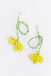 Limited Edition Kristal Boncuklu 100 El Yapımı Ayçiçek Salkım Küpe Pdmy41 - 3