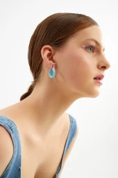 Limited Edition Mavi Halka Denim Küpe Pdmy33 - 1