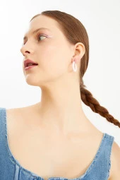 Limited Edition Pembe Halka Denim Küpe Pdmy34 - 1