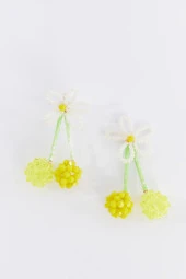 Limited Edition Kristal Boncuklu 100 El Yapımı Papatya Salkım Küpe Pdmy42 - 4