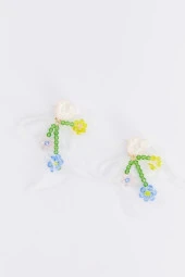 Limited Edition Kristal Boncuklu 100 El Yapımı Pembe Kalpli Küpe Pdmy35 - 1