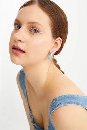 Limited Edition Mavi Halka Denim Küpe Pdmy33 - 2