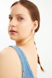 Limited Edition Pembe Halka Denim Küpe Pdmy34 - 2