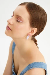 Limited Edition Mor Halka Denim Küpe Pdmy32 - 2