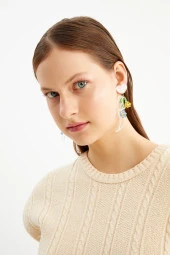 Limited Edition Kristal Boncuklu 100 El Yapımı Pembe Kalpli Küpe Pdmy35 - 4