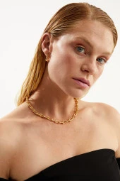 Tif Serisi Altın Renkli Tif Zincir Kadın Kolye Pdmk5 - 3