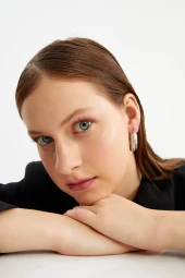 Limited Edition Altın Kaplama Burgu Halka Silver Küpe Pdmy23 - 1