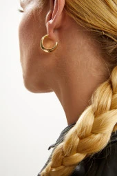 Piaf Serisi Halka Altın Kaplama Kadın Küpe Pdmy03 - 1