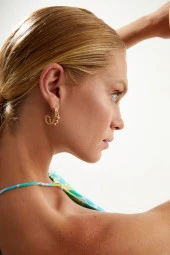 Tif Serisi Hasırlı Işlemeli Rose Gold Kadın Küpe Pdmy10 - 1