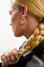 Piaf Serisi Halka Altın Kaplama Kadın Küpe Pdmy03 - 2