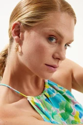 Tif Serisi Hasırlı Işlemeli Rose Gold Kadın Küpe Pdmy10 - 2