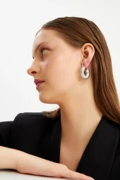 Limited Edition Altın Kaplama Burgu Halka Silver Küpe Pdmy23 - 4