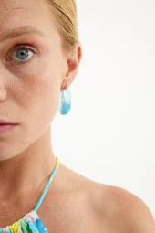 Piaf Serisi Halka Mavi Kadın Küpe Pdmy13 - 1