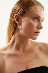 Piaf Serisi Halka Gümüş Rengi Kadın Küpe Pdmy01 - 2