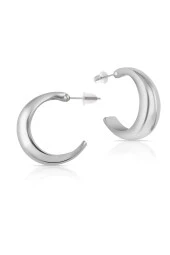 Piaf Serisi Halka Gümüş Rengi Kadın Küpe Pdmy01 - 3