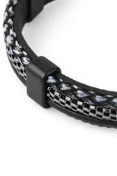 Man Klipsli Deri Geçişli Erkek Bileklik Pdme04 - 2