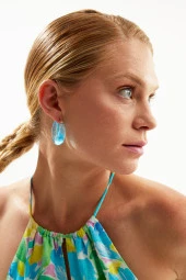 Piaf Serisi Halka Mavi Kadın Küpe Pdmy13 - 3