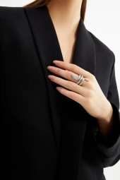 Padm Paris Limited Edition Yılan Figürlü Silver Renkli Tasarım Yüzük - 3