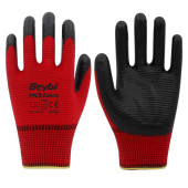 Beybi Pn3 Zebra Kırmızı Polyester Örme Nitril Iş Eldiveni 10 Beden 60 Çift - 1