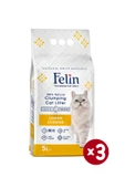 Felin Limon Kokulu Topaklanan İnce Taneli Kedi Kumu 5Lx3 - 1