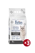 Felin Aktif Karbonlu Topaklanan İnce Taneli Kedi Kumu 5Lx3 - 1