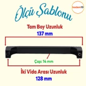 Side Mutfak Kulbu Çekmece Dolap Kulpu Metal Kulp Mobilya Dolabı Kulpları Renk (128 MM-12.8 CM) Siyah thumbnail 2