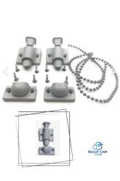 Cam Balkon Gri Plastik Kilit Aparat Parça Set (Gri Set) - 1