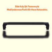 Side Çekmece Dolap Kulpu Mutfak Kulbu Metal Kulp Mobilya Dolabı Kulpları Renk (160 MM-16.0 CM) Siyah - 3