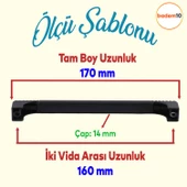 Side Çekmece Dolap Kulpu Mutfak Kulbu Metal Kulp Mobilya Dolabı Kulpları Renk (160 MM-16.0 CM) Siyah - 2
