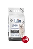 Felin Aktif Karbonlu Topaklanan İnce Taneli Kedi Kumu 5Lx4 - 1