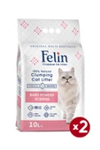 Felin Bebek Pudrası Kokulu Topaklanan İnce Taneli Kedi Kumu 10Lx2 - 1