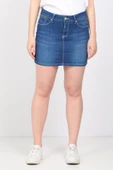 Kadın Jean Kısa Etek Koyu Mavi - 3