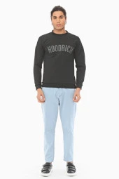 Siyah Oversize Kesim Sweat-shirt Uzun Kol Yüksek Baskılı Kışlık Esnek Pamuk Şık Tişört - 5