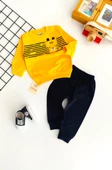 Neşeli Bebekler Kedi Baskılı Cepli Penye Takım Sarı Siyah thumbnail 1