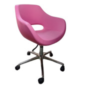 Ofis Büro Koltuğu Çalışma Sandalyesi Döküm Süngerli Pembe Renk Suni Deri - 1