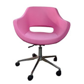 Ofis Büro Koltuğu Çalışma Sandalyesi Döküm Süngerli Pembe Renk Suni Deri - 2