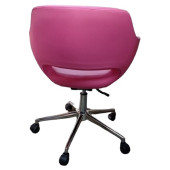 Ofis Büro Koltuğu Çalışma Sandalyesi Döküm Süngerli Pembe Renk Suni Deri - 3