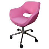 Ofis Büro Koltuğu Çalışma Sandalyesi Döküm Süngerli Pembe Renk Suni Deri - 4