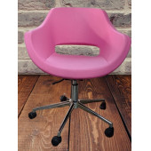 Ofis Büro Koltuğu Çalışma Sandalyesi Döküm Süngerli Pembe Renk Suni Deri - 5