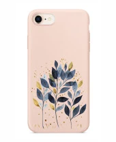 iPhone 8 Mavi Yaprak Desenli Şeffaf Silikonlu Kılıf thumbnail 2