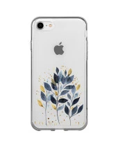 iPhone 8 Mavi Yaprak Desenli Şeffaf Silikonlu Kılıf thumbnail 4