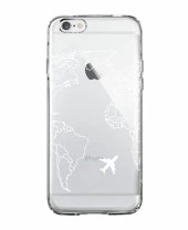 iPhone 6 World Map Lines Premium Şeffaf Silikon Kılıf Baskılı thumbnail 2