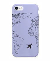 iPhone 8 World Map Lines Premium Şeffaf Silikon Kılıf Baskılı thumbnail 3